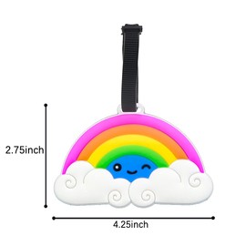 Rainbow Luggage Tag - Colorful Luggage Tag for Travel Women,Funny Kids Backpack Suitcase Tag Clear,Name ID Identifier Durable