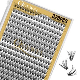 QUEWEL Individual Lashes, Cluster Lashes, Pack of 320, Individual Eyelash Extensions, 0.07D Curl, 30D + 40D, Single Cluster Eyelashes, Natural DIY Eyelash Extension, Mix 9–16 mm at Home (30D + 40D