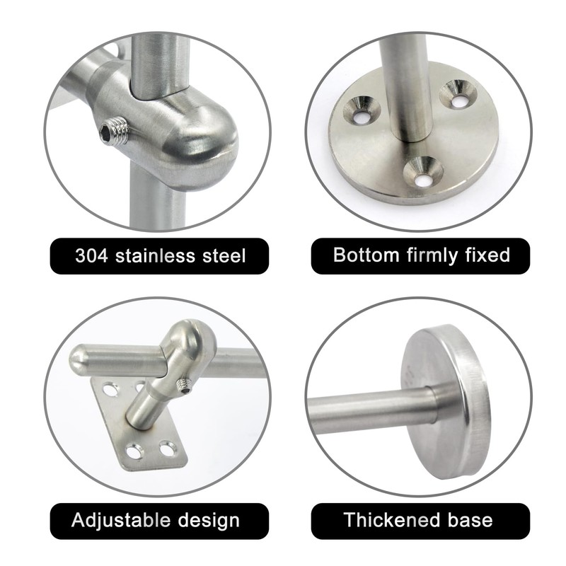Handrail Holder Stainless Steel Adjustable Handrail Carrier, Pack of 2