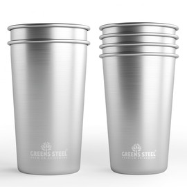 Premium Stainless Steel Cups 20oz (2 Pack) and 16oz (4Pack) Bundle - Durable Stackable BPA Free Metal Cups by Green Steel