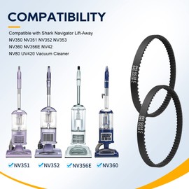 KeeTidy Vacuum Belt Replacement Compatible with Shark Navigator Lift Away Pro Vacuum Cleaner NV350 NV351 NV352 NV353 NV355 NV356 NV356E NV357 NV42 NV22 UV440, Navigator Replacement Parts (Pack of 2)