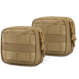 RXW 2 Pack Small Molle Pouch, Mini Tactical EDC Belt Pouches 4x4 GP Pouch Admin Compact Tool Utility Pouches Organizer Waist Belt Pouch for Man Including Removeable Clear ID Pocket
