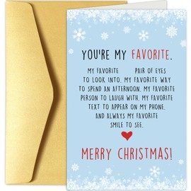 Sweet Christmas Card for Husband Boyfriend, Romantic Poem Christmas Card for Wife Girlfriend, Heartfelt Xmas Holiday Card for Men Women, You're My Favorite