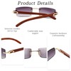 MEGAVOW Retro Rimless Sunglasses, Glasses Strap, Rectangle Ultra-Small Frame Sunglasses,