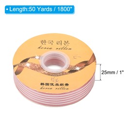 PATIKIL 100 Yards x 1" Christmas Striped Ribbon, Pink and White Ribbon Candy Ribbon Roll Fabric Wrapping Ribbon for Craft Wreath Christmas Birthday Wedding Festival Decoration