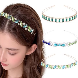 DANRENPANG Gold Bridal Headband 3 Pieces Rhinestone Headbands Crystal Flower Girl Bow Crown Head Band Tiara Wedding Hair Accessories (ENXZ2025-3, Universal size)