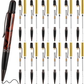 Colarr 12 Pack Woodturning Pen Kit Twist Ballpoint Pen Kit with Refill Copper Pen Turning Supplies for DIY Pen Making Classroom Supplies Teacher Student Gift (Black)