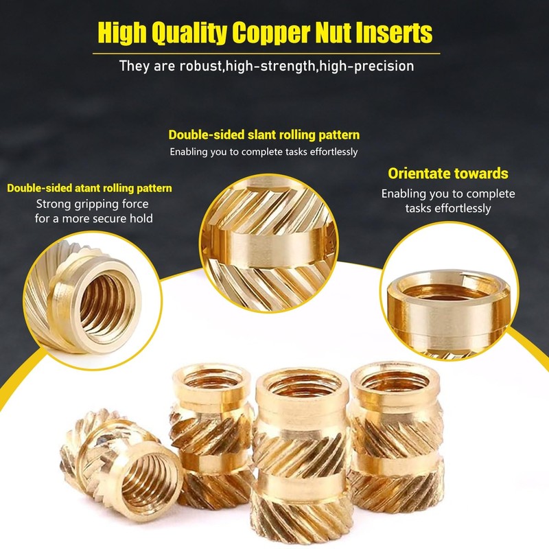 Canitu 350Pcs Threaded Inserts,M2/M2.5/M3/M4/M5/M6 Female Thread Metric Knurled Nuts Assortment