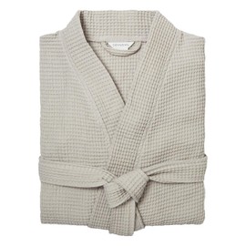 Coyuchi Unisex Organic Waffle Robe, Fog (S/M)
