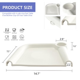 FAILUN Silicone Baby Dining Tray Compatible with Inglesina Fast Table Chair & Other Hook-On High Chairs,Portable Clip-On Fast Table Chair Baby Tray, Dishwasher Safe & BPA Free (Upgraded White)