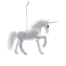 Frosted Kingdom White Plush Glittered Unicorn Christmas Ornament