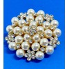 Unbranded Pearl with Rhinestone Flowers Round Gold Brooch Box included