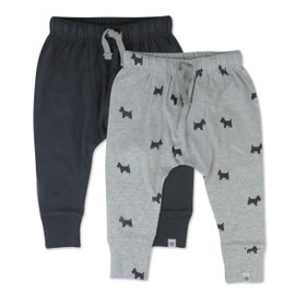 HonestBaby Multipack Honest Pants Joggers Pull on 100% Organic Cotton for Infant Baby and Toddler, Boys, Girls, Unisex, Grey Scotty Dog, 3T