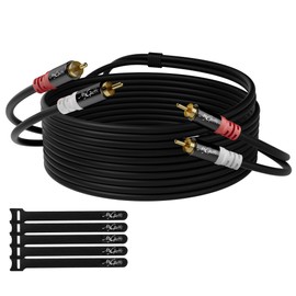Mygatti RCA Cable 15 Metres, 2 RCA Male to 2 RCA Male, Stereo Audio Cable, RCA Cable, OFC, Hi-Fi Sound, Double Shielded, Car Audio Subwoofer Cable for Home Cinema, Amplifier, Speaker
