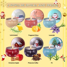 Christmas Scented Candles Gifts Set for Women, 6 Pack 2.5 Oz Candle Set, Natural Soy Wax, Aromatherapy Candles for Birthday, Christmas, Gifts for Her