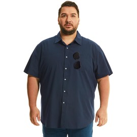 HOdo Big and Tall Mens Cotton Button Down Shirt Navy 3XL