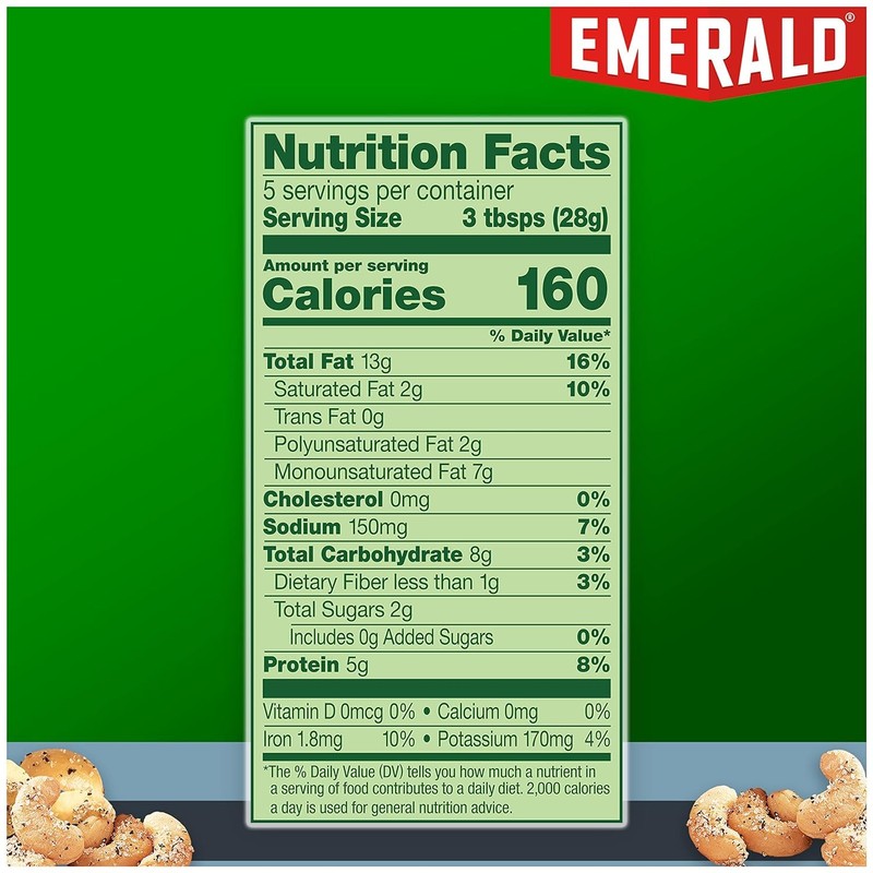 Emerald Nuts, Salt and Pepper Cashews, Stand Up Resealable Bag,