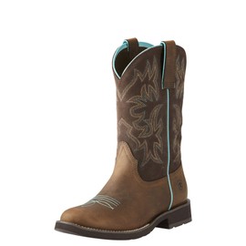 ARIAT BMVY9 Womens Delilah Round Toe Western Boot Distressed Brown/Fudge 9.5 Wide