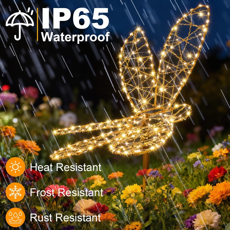 Flacchi Solar Garden Lights Outdoor Waterproof - Dragonfly Decor with