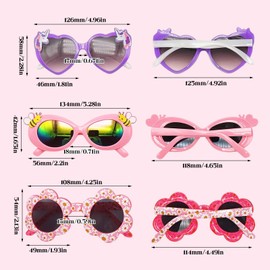 TUONYIS 4 Pieces Kids Sunglasses, Kids Glasses Sunglasses Girls, Round Flower Heart Shaped Cute Dress up Glasses, Children UV 400 Protection for Girls Boys (Pink, Purple)