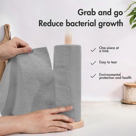 ZONJIE Disposable Dish Cloths, 2 Rolls Multipack Microfibre Cloth Reusable Kitchen Roll Cleaning Rag Streak Free and Lint Free, Super Soft Kitchen Towel Cleaning Cloths for Window Car (Grey)