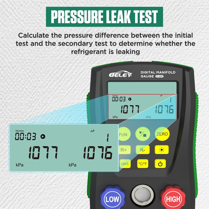 BELEY Digital Manifold HVAC Gauge Set,93 Refrigerants Dual Pressure&Temp Test