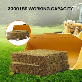 MERXENG 2000lbs Clamp on Pallet Forks, 43" Heavy Duty Fork Rack with Adjustable Stabilizer Bar for Loader Bucket Skidsteer Tractor