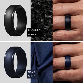 ThunderFit - Anillo de silicona para hombre, borde escalonado, alianza de goma, 10 mm de ancho, 2.5 mm de grosor, 8.5 - 9 (18.90mm)