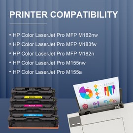 215A Toner Cartridges for HP 215A Toner Cartridges 4 Pack Use with HP Color Laserjet Pro MFP M182nw M183fw M182n M182 M183 M155nw M155a M155 Toner Printer for hp 215A Black Cyan Magenta Yellow 4 Pack