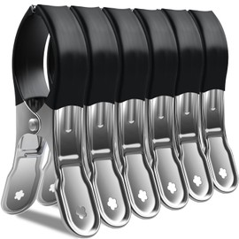 Towel Clips for Beach Loungers with Protective Cover, Pack of 6 Giant Towel Clips, Windproof Clothes Pegs, Large Metal Beach Towel Clips, Metal Clips for Laundry, Beach Towel and Thick Clothes