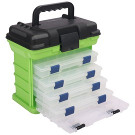 Fishing Tackle Box, 4 Layers Fishing Box, Tackle Boxes, Quick-Access Top Storage with Lid for Fishing Gear and Accessories,（Green）by KUKLIPJIM