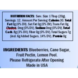 Fruitful Fair Premium Gourmet - Joyful Jams - More Fruit Less Sugar, All Natural Preserves - Blueberry Lemon Peel