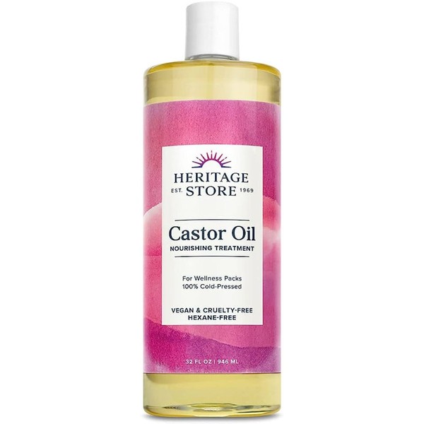 Heritage Store Castor Oil, Hexane Free, 100% Cold Pressed, Dermatologist tested and hypoallergenic, 946ml