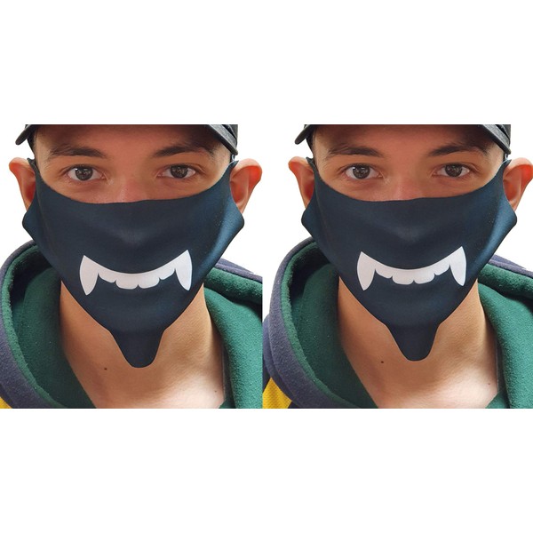 Halloween One Size Unisex Adult Men Women 3D Print Face Mask Cover Washable Reusable, 2 Pack - Vampire