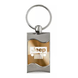 Jeep Grill Rectangular Wave Key Ring ( Gold)