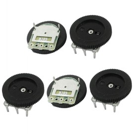 uxcell 5Pcs 16mmx2mm 10K ohm Stereo Volume Control Wheel Potentiometer B103
