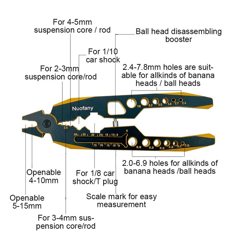 RC Shock Absorber Pliers 4 in 1 Multi-Function & 1/10