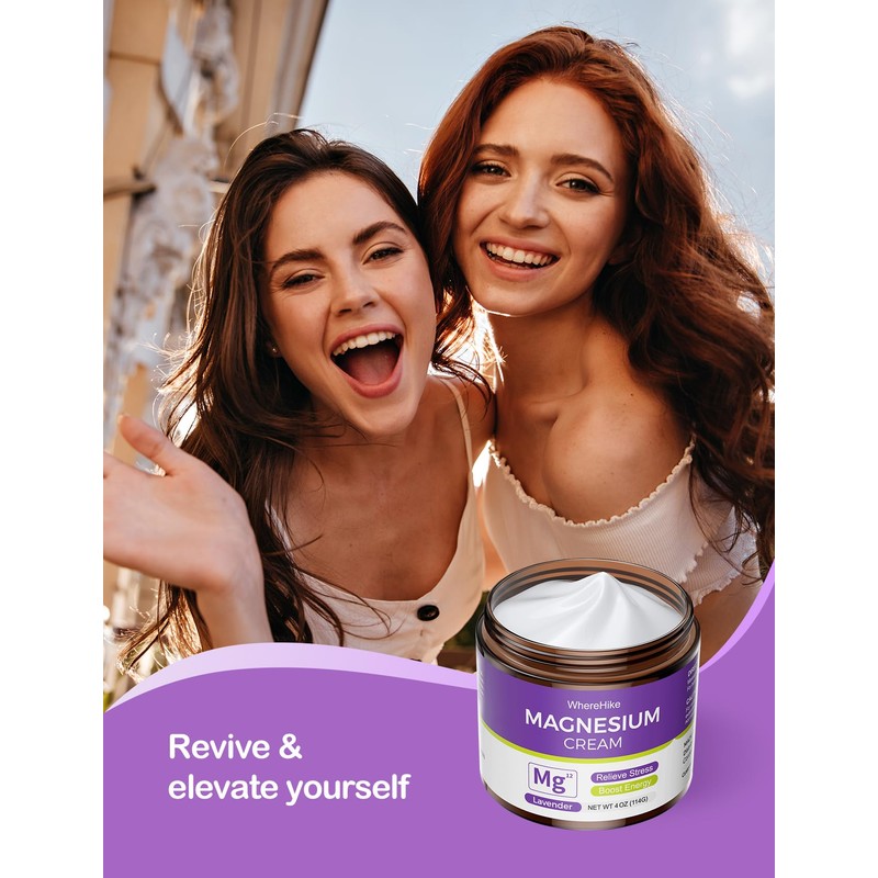 WhereHike Natural Topical Magnesium Cream for Sleep,Nighttime Magnesium Lotion for