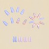 24Pcs Press on Nails Medium Coffin French Tip with Purple
