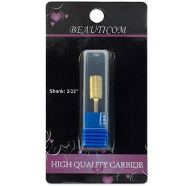 Beauticom 3/32" USA Safety Nail Carbide Bit - Small/Large Barrel Cylindrical Bit for Electric Dremel Drill Machine (CB-1 GOLD (Large))