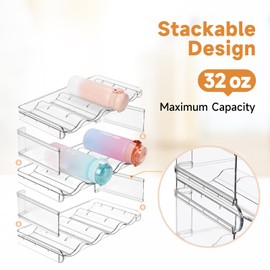 spospo Stackable Water Bottle Organizer, Large Compartment Water Bottle Holder, 3 Tier Water Bottle Organizer for Cabinet, Water Bottle Rack for Kitchen Organization and Storage - Hold 12 Bottles