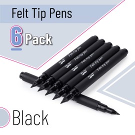 Mr. Pen- Black Felt Tip Pens, Fine Point Pens Black, Pack of 6, Fast Dry, No Smear, Planner Markers, Back to School Supplies