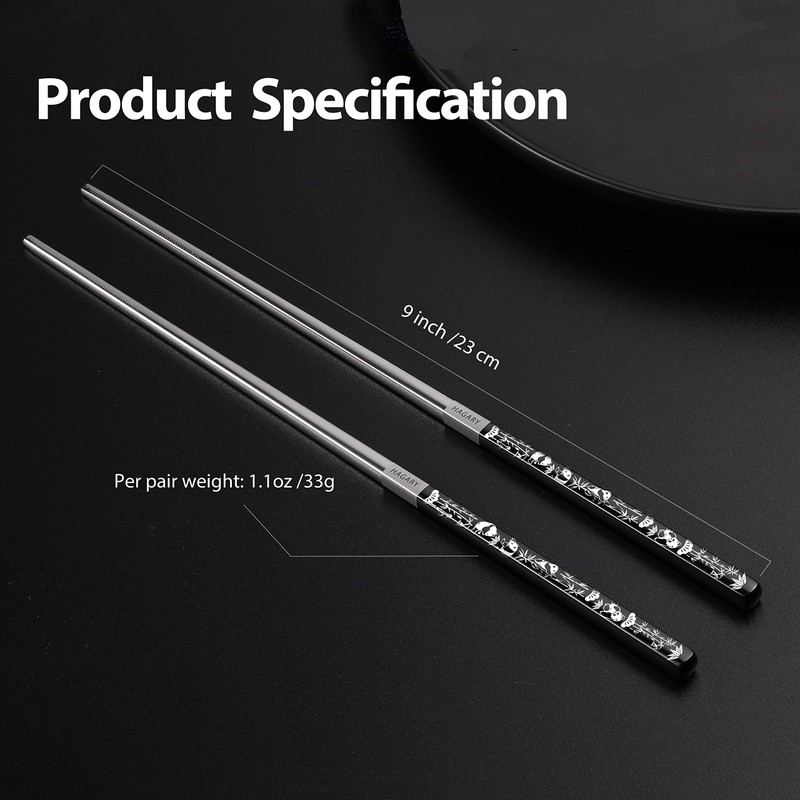Hagary Panda Black Chopsticks Metal Chopsticks Reusable Designed In Korea