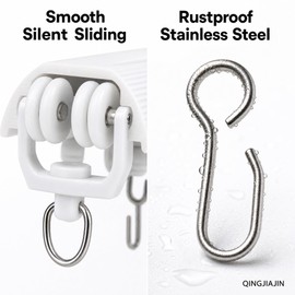 60Pcs Stainless Steel Curtain Track Hooks Rollers for Ceiling