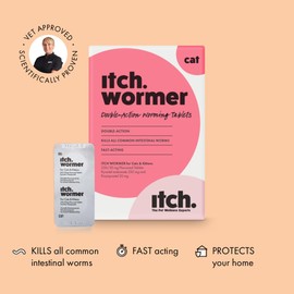 Itch | Worming Tablets for Cats | 4 Tablet | Treats Roundworms and Tapeworms | Kills Worm Larvae