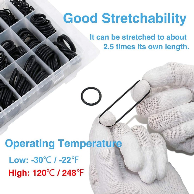 YUENTOEN 279Pcs Rubber O-Rings Kit, 18 Sizes Eyelet Sealing Gasket