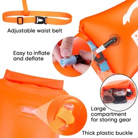 2 Pack Swim Buoy Tow Floats for Open Water Swimming Highly Visible Swim Float Dry Bag Waterproof Inflatable PVC Tow Float for Triathlons
