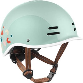 Retrospec Remi Kids' Bike Helmet for Youth Boys & Girls- Bicycle Helmet with Built-in Visor and Adjustable Reflective Straps for Skateboarding, Scooters, Rollerblading - Matcha Bloom - 49-53cm