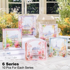 MiyouLuna 60Pcs Window View PET Stickers, Scenic Stickers for Scrapbooking, DIY Crafts, Journals, and Junk Journal Ephemera