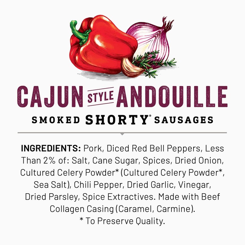 Duke's Pork Cajun Andouille Smoked Shorty Sausages, 7g Protein Per